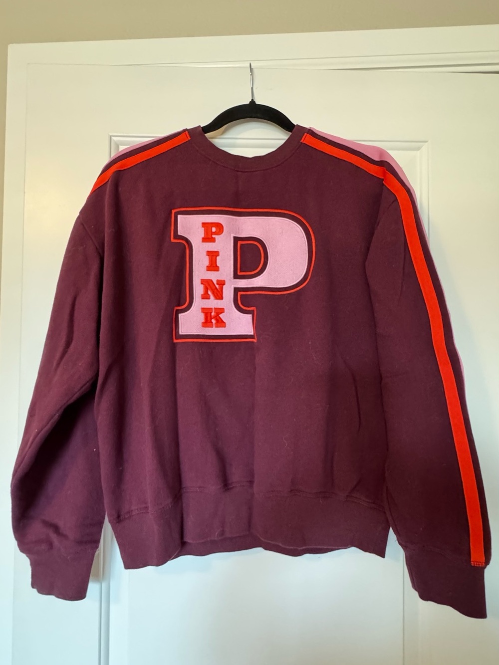 PINK Victoria's Secret Maroon sweatshirt, tshirt, pants set. - Picture 2 of 8